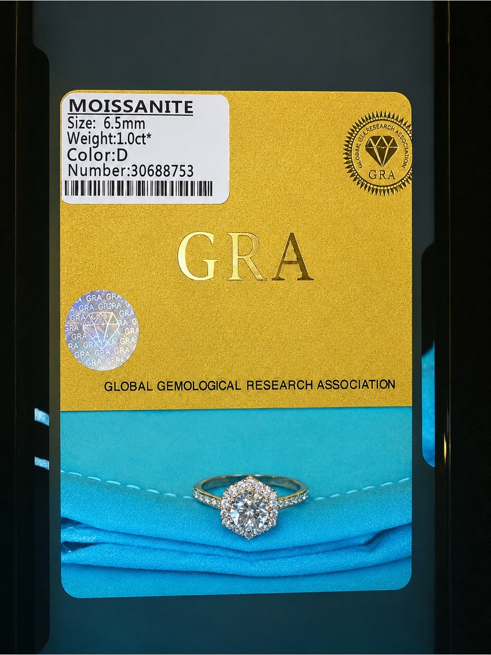 Moissanite Halo Engagement Ring in Silver - D Color
